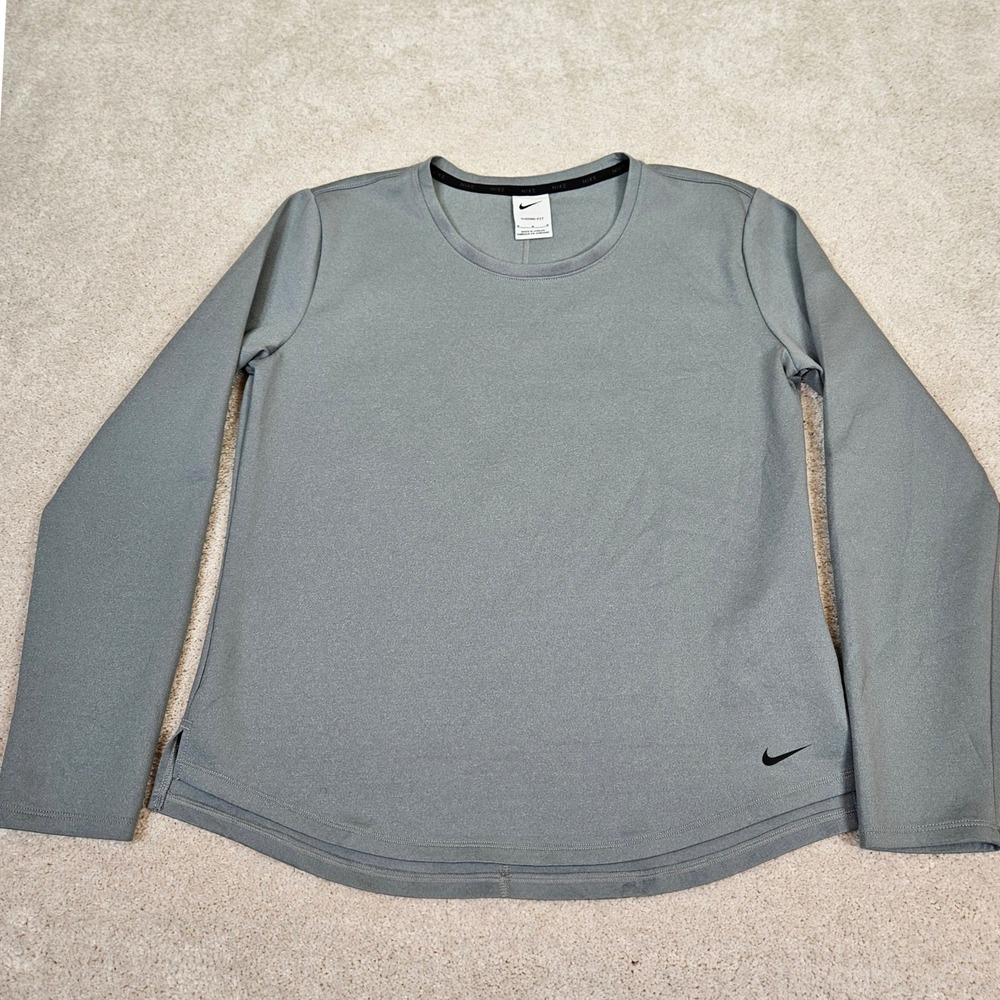 Nike Therma Fit Long Sleeve Athletic‎ Performance Shirt Gray M Active Athleisure